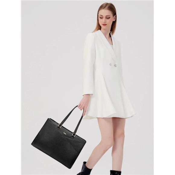 Laptop Tote Bag for Women 15.6 Inch Waterproof Leather Computer Bags Business - Picture 3 of 7